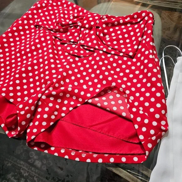 Disney/Lauren Conrad Collab Minnie Mouse Red & White Polka Dot Shorts Set Sz M - Picture 8 of 13
